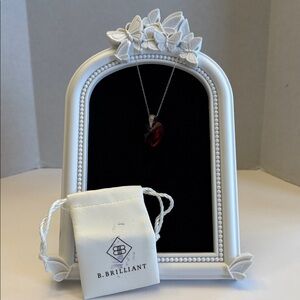 B Brilliant Red Heart Pendant Necklace 18” Chain with Dust bag